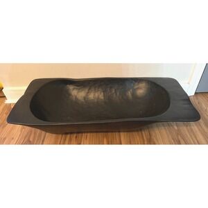Pottery Barn Black Wooden Dough Bowl Tray 31" x 14" x 7" Tall Food Safe